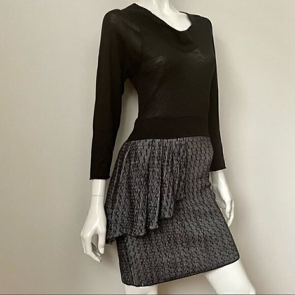Yigal Azrouel New York Cashmere & Silk Asymmetrical Ruffle Dress  NWT, S - Picture 6 of 14
